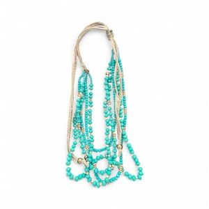 Elegant Turquoise and Gold Beaded Necklace